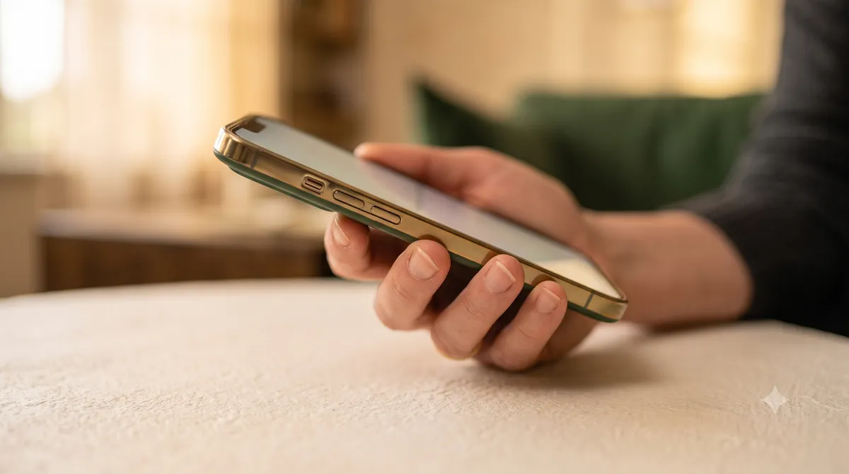 Close-up of a smartphone screen mid-reorganization during a dopamine detox home screen cleanup, showing only a handful of folders remaining