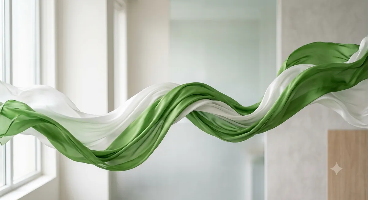 A serene abstract shot representing the flow of breath and energy